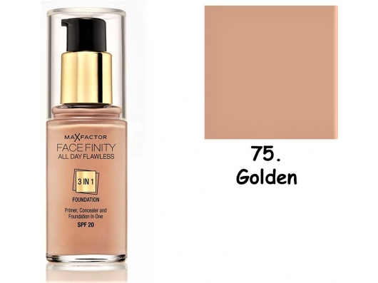 Zoom στο MAX FACTOR FACEFINITY ALL DAY FLAWLESS 3 IN 1 FOUNDATION SPF 20 75 GOLDEN 30ml