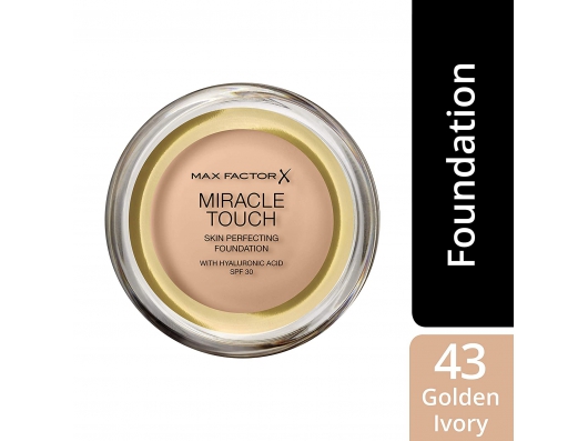 Zoom στο MAX FACTOR MIRACLE TOUCH SKIN PERFECTING FOUNDATION 043 GOLDEN IVORY SPF 30 11.5gr