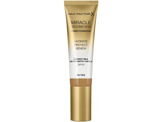 Zoom στο MAX FACTOR MIRACLE SECOND SKIN HYBRID FOUNDATION HYDRATE PROTECT RENEW COCONUT MILK 09 TAN 30ml