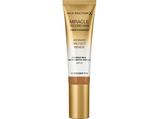 Zoom στο MAX FACTOR MIRACLE SECOND SKIN HYBRID FOUNDATION HYDRATE PROTECT RENEW COCONUT MILK 10 GOLDEN TAN 30ml