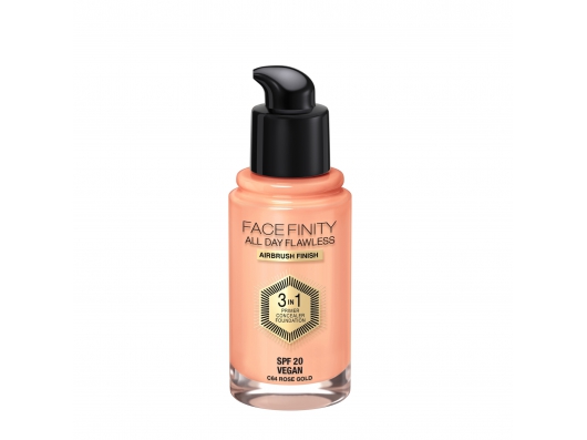 Zoom στο MAX FACTOR FACEFINITY ALL DAY FLAWLESS 3 IN 1 FOUNDATION SPF 20 VEGAN No C64 ROSE GOLD 30ml