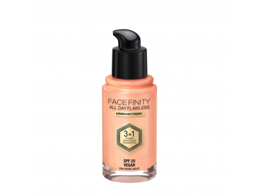 Zoom στο MAX FACTOR FACEFINITY ALL DAY FLAWLESS 3 IN 1 FOUNDATION SPF 20 VEGAN No C64 ROSE GOLD 30ml