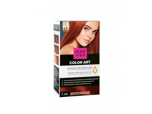 Zoom στο JEAN IVER COLOR ART PERMANENT HAIR CREAM COLOR 7.44 ΞΑΝΘΟ ΜΕΣΑΙΟ ΕΝΤΟΝΟ ΧΑΛΚΙΝΟ