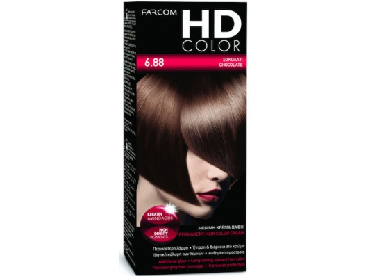 Zoom στο FARCOM HD COLOR PERMANENT HAIR COLOR CREAM 6.88 ΣΟΚΟΛΑΤΙ 60ml