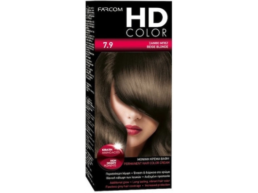 Zoom στο FARCOM HD COLOR PERMANENT HAIR COLOR CREAM 7.9 ΞΑΝΘΟ ΜΠΕΖ 60ml