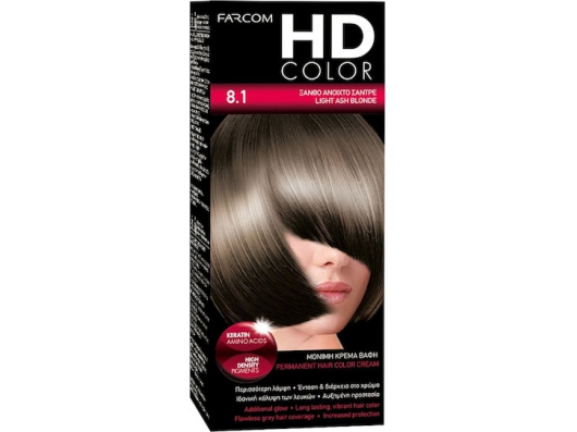 Zoom στο FARCOM HD COLOR PERMANENT HAIR COLOR CREAM 8.1 ΞΑΝΘΟ ΑΝΟΙΧΤΟ ΣΑΝΤΡΕ 60ml