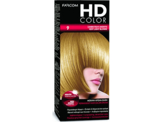 Zoom στο FARCOM HD COLOR PERMANENT HAIR COLOR CREAM 9 ΞΑΝΘΟ ΠΟΛΥ ΑΝΟΙΧΤΟ 60ml
