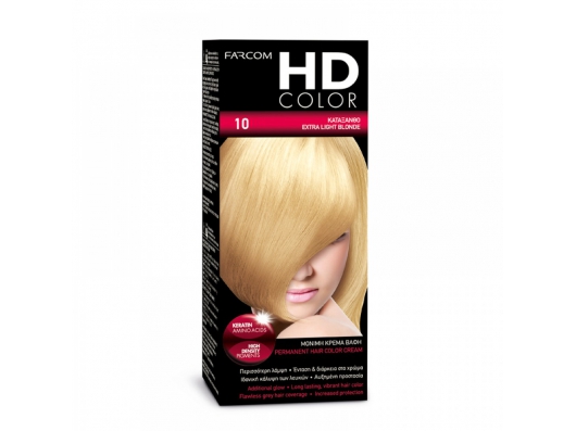 Zoom στο FARCOM HD COLOR PERMANENT HAIR COLOR CREAM 10 ΚΑΤΑΞΑΝΘΟ 60ml